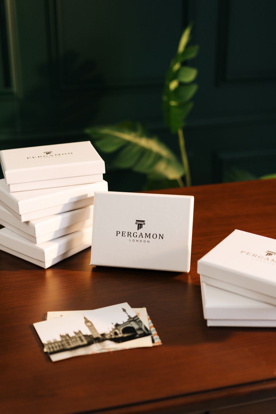 Premium white gift boxes stacked on a table