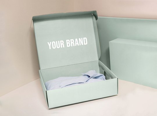 Printed ecommerce mailer boxes prepared for Shopify order unboxing